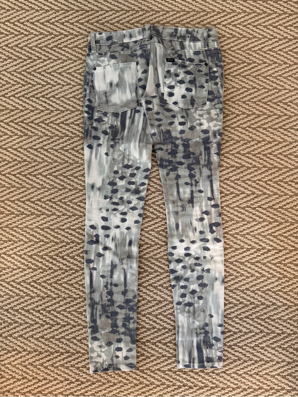 RVCA Grey & Black Abstract Print Skinny Jeans